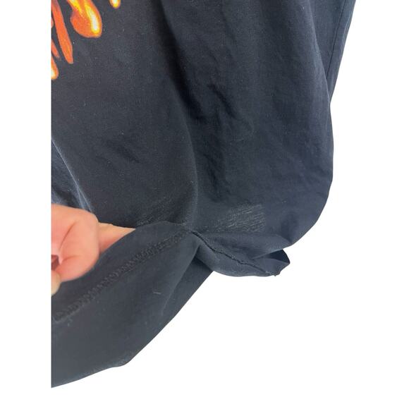 Y2K Armani Exchange Graphic T-shirt Fire Flame Black Orange Crew Neck XL - Picture 8 of 9